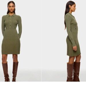 Veronica Beard Black Lauper Sweater Dress Meium Green *FLAW*